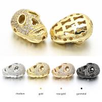 Brass Spacer Beads, Skull, plated, DIY & micro pave cubic zirconia & hollow Approx 1.2mm 