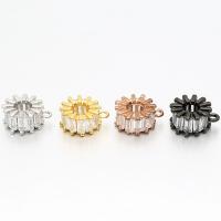 Perles de pendentif en cuivre, laiton, fleur, Placage, DIY & pavé de micro zircon, plus de couleurs à choisir Environ 4mm, Vendu par PC