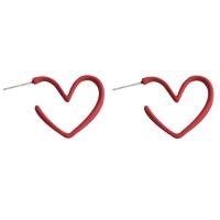 Zinc Alloy Stud Earring, Heart, stoving varnish, fashion jewelry & for woman, red 