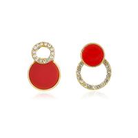 Asymmetric Earrings, Zinc Alloy, fashion jewelry & for woman & enamel & with rhinestone 