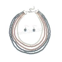 Fashion Zinc Alloy Jewelry Sets, earring & necklace, with Plastic Pearl, with 2.9inch extender chain, 2 pieces & fashion jewelry & for woman Approx 16.5 Inch [