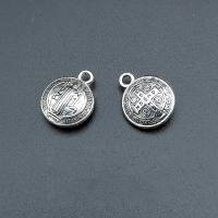 Zinc Alloy Saint Pendant, Flat Round, antique silver color plated, vintage & DIY Approx 