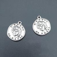 Character Shaped Zinc Alloy Pendants, Flat Round, antique silver color plated, vintage & DIY Approx 