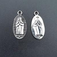 Pendentif Saint en alliage de zinc, ovale plat, Plaqué de couleur d'argent, Vintage & DIY Environ Vendu par sac