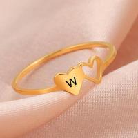 Stainless Steel Finger Ring, 304 Stainless Steel, 18K gold plated, fashion jewelry  & for woman, 5.3*9.6mm,1mm,1mm 