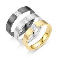 Titanium Steel Finger Ring, Unisex & micro pave cubic zirconia 