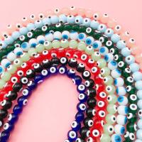 Mode Evil Eye Perlen, Glasperlen, Kunstdruck, DIY, keine, 8mm, Länge:ca. 16.54 ZollInch, ca. 52PCs/Strang, verkauft von Strang