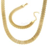 Titanium Steel Jewelry Set, with 1.97inch extender chain, gold color plated, fashion jewelry & for woman, golden, 8mm Approx 5.91 Inch, Approx 17.2 Inch 