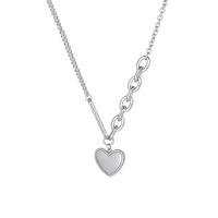 Titanium Steel Jewelry Necklace, with 2.36inch extender chain, Heart, fashion jewelry & for woman, original color Approx 18.5 Inch 