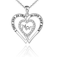 Rhinestone Zinc Alloy Necklace, with 1.97inch extender chain, Heart, plated, fashion jewelry & for woman & with rhinestone Approx 17.72 Inch 