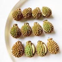 Imitation Fruit Resin Pendant, Durian, break proof & cute & DIY, yellow Approx 