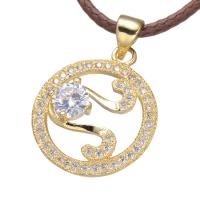 Rhinestone Brass Pendants, Round, plated, fashion jewelry & with rhinestone 