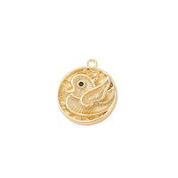 Animal Brass Pendants, Flat Round, gold color plated, DIY 