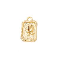 Brass Jewelry Pendants, Rectangle, gold color plated, DIY & with butterfly pattern 