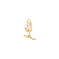 Cubic Zirconia Brass Pendants, Rose, gold color plated, DIY & micro pave cubic zirconia 