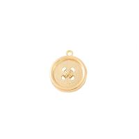 Colgantes de la joyería de cobre amarillo, metal, Forma de botón, chapado en color dorado, Bricolaje & hueco, 17x14mm, Vendido por UD