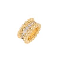 Cubic Zirconia Micro Pave Brass Beads, Round Bugle, gold color plated, DIY & micro pave cubic zirconia [