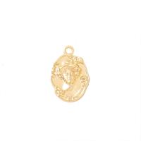 Brass Jewelry Pendants, Oval, gold color plated, character design & DIY 