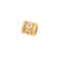 Cubic Zirconia Micro Pave Brass Beads, Round Tube, gold color plated, DIY & micro pave cubic zirconia 