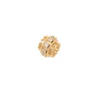 Cubic Zirconia Micro Pave Brass Beads, Round, gold color plated, DIY & micro pave cubic zirconia [