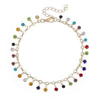 Zinc Alloy Anklet, with Crystal, with 2inch extender chain, plated, fashion jewelry & for woman Approx 8.3 Inch 