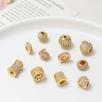 Cubic Zirconia Micro Pave Brass Beads, real gold plated, DIY & micro pave cubic zirconia, golden 