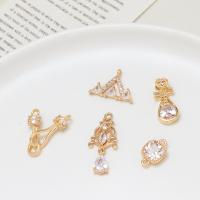 Cubic Zirconia Micro Pave Brass Pendant, high quality plated, DIY & micro pave cubic zirconia, golden 