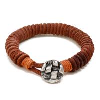 Cowhide Bracelets, with Zinc Alloy, handmade, Adjustable & fashion jewelry & Unisex, brown, 10mm cm 