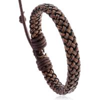 PU Leather Cord Bracelets, with Wax Cord, handmade, Adjustable & fashion jewelry & Unisex brown cm 