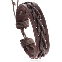Cowhide Bracelets, with Wax Cord, handmade, Adjustable & fashion jewelry & Unisex 16mm cm 