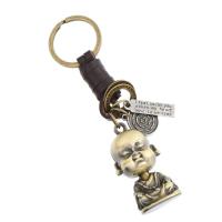 Zinc Alloy Key Chain Jewelry, with Cowhide & Iron, handmade, fashion jewelry & Unisex, golden 