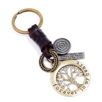 Zinc Alloy Key Chain Jewelry, Cowhide, with Iron & Zinc Alloy, handmade, fashion jewelry & Unisex, two different colored 