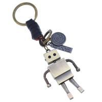 Zinc Alloy Key Chain Jewelry, Cowhide, with Zinc Alloy, Robot, handmade, fashion jewelry & Unisex, two different colored, 130mm 