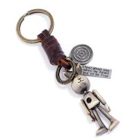 Zinc Alloy Key Chain Jewelry, Cowhide, with Iron & Zinc Alloy, handmade, fashion jewelry & Unisex, two different colored 