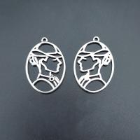 Character Shaped Zinc Alloy Pendants, Flat Oval, antique silver color plated, vintage & DIY & hollow Approx 