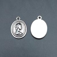 Character Shaped Zinc Alloy Pendants, Flat Oval, antique silver color plated, vintage & DIY Approx 
