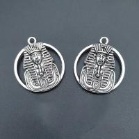 Character Shaped Zinc Alloy Pendants, Flat Round, antique silver color plated, vintage & DIY & hollow Approx 
