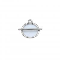Zinc Alloy Jewelry Pendants, Round, silver color plated, vintage & DIY & hollow Approx 
