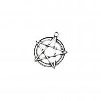 Zinc Alloy Star Pendant, pentagram, antique silver color plated, vintage & DIY & hollow Approx 