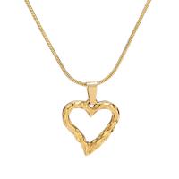 Stainless Steel Jewelry Necklace, 304 Stainless Steel, with 1.97inch extender chain, Heart, 18K gold plated, fashion jewelry & for woman, golden Approx 17.72 Inch 