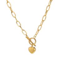 Stainless Steel Jewelry Necklace, 304 Stainless Steel, with 1.97inch extender chain, Heart, Vacuum Ion Plating, fashion jewelry & for woman, golden Approx 17.72 Inch 