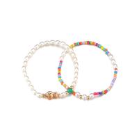 Fashion Jewelry Anklet, Plastic Pearl, with Seedbead, 2 pieces & Bohemian style & for woman, 65mm 