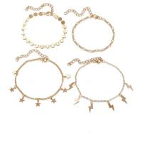 Zinc Alloy Anklet, with 5cm extender chain, 4 pieces & fashion jewelry & for woman, golden Approx 21 cm, Approx 20 cm 