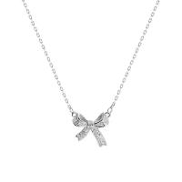 Rhinestone Zinc Alloy Necklace, with 5cm extender chain, Bowknot, silver color plated, fashion jewelry & for woman & with rhinestone Approx 40 cm 