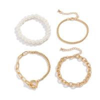 Fashion Zinc Alloy Bracelets, with Plastic Pearl, with 1.9inch extender chain, plated, 4 pieces & fashion jewelry & for woman Approx 6.2 Inch 