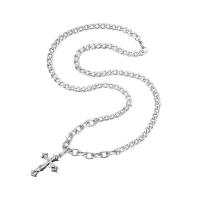 Rhinestone Zinc Alloy Necklace, Cross, platinum color plated, fashion jewelry & Unisex & with rhinestone cm 