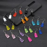 Resin Zinc Alloy Earring, with Resin, Bear, fashion jewelry & for woman 23mm 