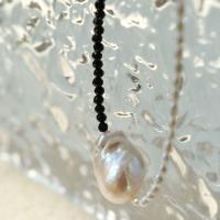 Ожерелье из пресноводных жемчуг на латунной цепочке, Пресноводные жемчуги, с Черный-Спинель & Латунь, 18K позолоченный, ювелирные изделия моды & Женский, длина:Приблизительно 40-45 см, продается PC