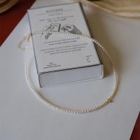 Collier de perles de verre, perle de verre, avec laiton, avec 5cm chaînes de rallonge, bijoux de mode & pour femme, blanc Environ 40 cm, Vendu par PC