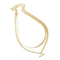 Fashion Multi Layer Necklace, Zinc Alloy, with Plastic Pearl, with 7cm extender chain, gold color plated, 2 pieces & fashion jewelry & for woman cm, 45 cm 